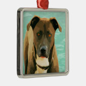 Chocolade Lab Pitbull Mix Pitador Labrabull Metalen Ornament (Rechts)