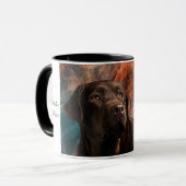 Chocolade Lab Portret op Abstracte Mok (Voorkant links)