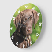 Chocolade Lab Puppy Dog Grote Klok (Hoek)