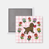 Chocolade Lab Puppy en Rode Hart Magneet (Voorkant / Achterkant)