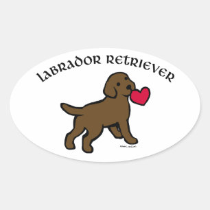 Chocolade Lab Puppy en Rode Hart Ovale Sticker