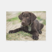 Chocolade Lab Puppy Fleece Deken (Voorkant (Horizontaal))