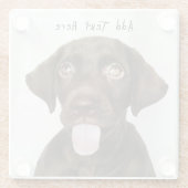 Chocolade Lab Puppy Glazen Onderzetter (Achterkant)