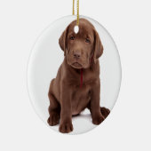 Chocolade Lab Puppy Keramisch Ornament (Rechts)