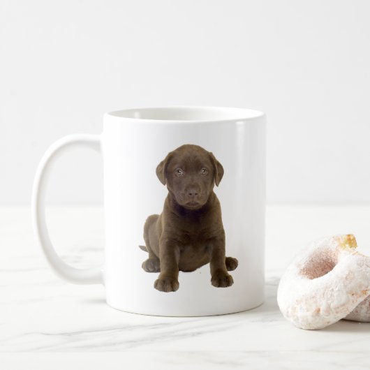 Chocolade Lab Puppy Koffiemok (Met donut)