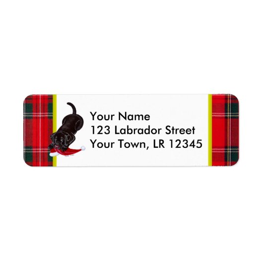 Chocolade Lab Puppy met Santa Hat Kerstmis Etiket (Voorkant)