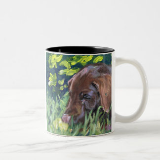 Chocolade Lab Puppy Tweekleurige Koffiemok