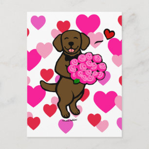 Chocolade Lab Puppy Valentijnsdag card Feestdagenkaart