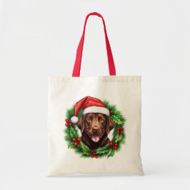 Chocolade Lab Retriever Kerstkrans Tote Bag