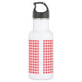 Chocolade Lab; Rode en Witte Gingham Waterfles (Achterkant)