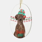 Chocolade Lab Santa Hat Holiday String Beads Keramisch Ornament (Links)