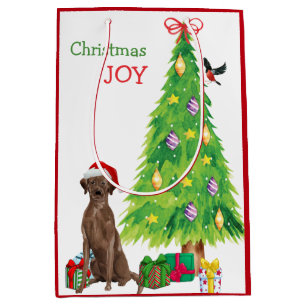 Chocolade Lab Santa Hat Puppy and Kerstmis Medium Cadeauzakje