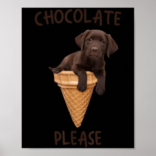 Chocolade Lab Waffle Cone Ice Cream Schattigee Lab Poster (Voorkant)