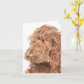 Chocolade Labradoodle #2 Notecard Kaart (Gele Bloem)