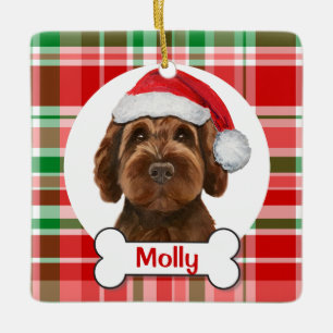 Chocolade Labradoodle / Chocolade Goldendoodle Keramisch Ornament