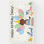 Chocolade Labradoodle Hond Verjaardagsfeestje Spandoek (Verticaal)