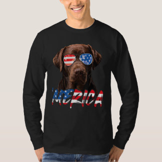 Chocolade Labrador American Flag Lab Dog 4e van T-shirt