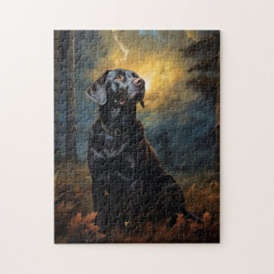 Chocolade labrador bij nacht legpuzzel