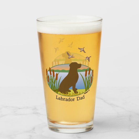 Chocolade Labrador Bird Dog Sunset Glas (Voorkant gevuld)