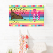 Chocolade Labrador Birthday Party Confetti Spandoek (Insitu)
