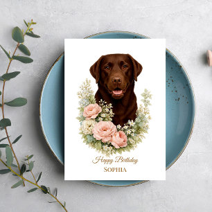 Chocolade Labrador Bloemportret Kaart