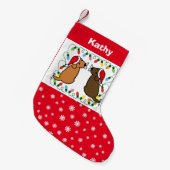 Chocolade Labrador en Fox Red Labrador Santas Kleine Kerstsok (Voorkant (Hangend))