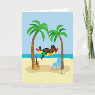 Chocolade Labrador en hangmat en palmbomen Kaart