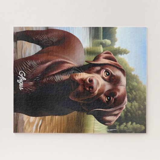 Chocolade Labrador en Lake Legpuzzel (Horizontaal)