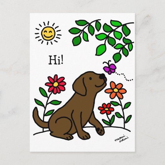 Chocolade Labrador & Green Briefkaart (Voorkant)