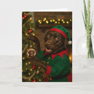 Chocolade Labrador hangende kerstbal kerstkaart Feestdagen Kaart