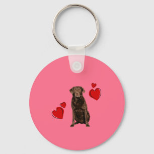 Chocolade Labrador Happy Valentijnsdag Sleutelhanger