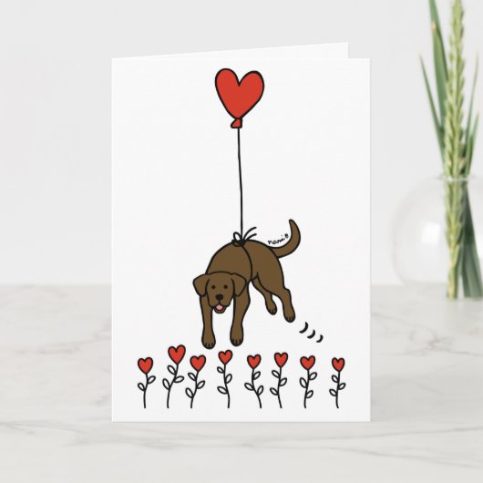 Chocolade Labrador hartballon dank u Feestdagen Kaart (Voorkant)