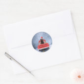 Chocolade Labrador Hond in Sneeuw Kerstmis Auto Ronde Sticker (Envelop)