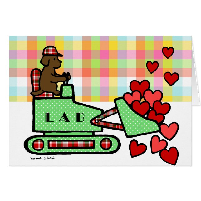 Chocolade Labrador houdt je hart tegen (Voorkant Horizontaal)