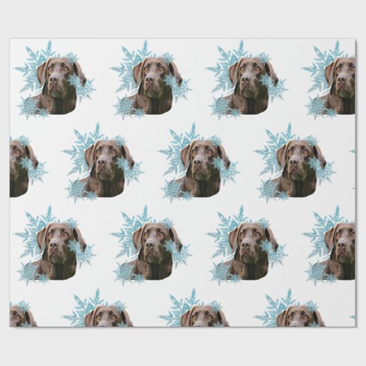 Chocolade Labrador in de sneeuwvlokken Cadeaupapier (Vlak)