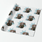 Chocolade Labrador in de sneeuwvlokken Cadeaupapier (Uitgerold)