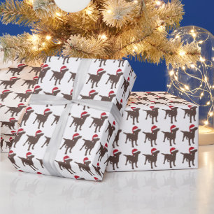 Chocolade Labrador in Kerstman Hoed Kerstmis Cadeaupapier