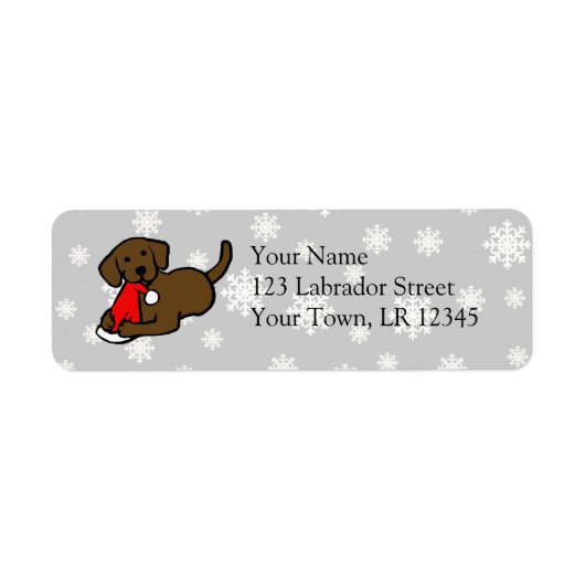 Chocolade Labrador Kerst Cartoon Etiket (Voorkant)