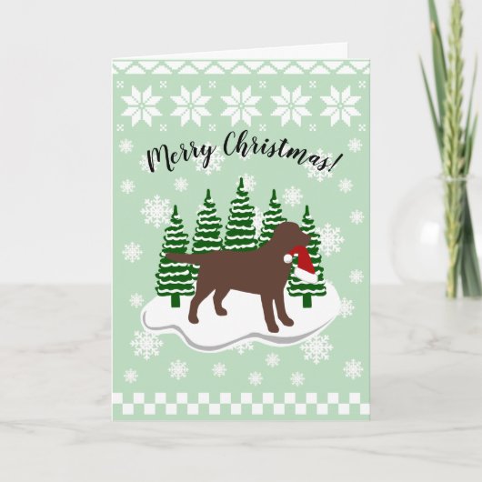 Chocolade Labrador-kerstEvergreen Snowflakes Feestdagen Kaart (Voorkant)