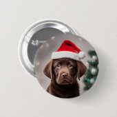Chocolade Labrador Kerstmis Ronde Button 5,7 Cm (Voorkant /achterkant)
