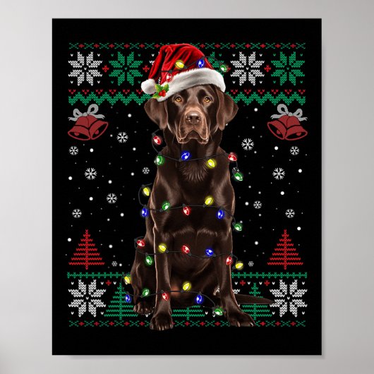 Chocolade Labrador Kerstmis Santa Lelijk Sweater D Poster (Voorkant)