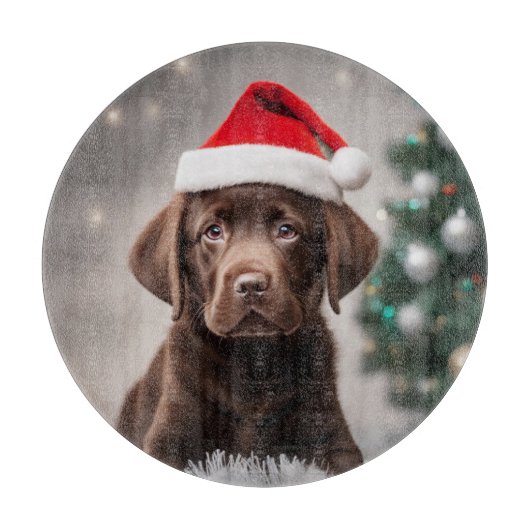 Chocolade Labrador Kerstmis Snijplank (Voorkant)