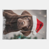 Chocolade Labrador Kerstmis Theedoek (Horizontaal)