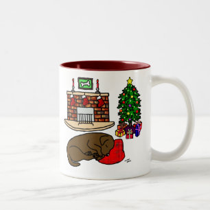Chocolade Labrador kerstslaapCartoon Tweekleurige Koffiemok