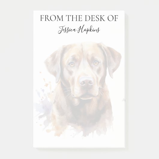 Chocolade Labrador Liefhebber Monogram Dog Post-it® Notes (Voorkant)