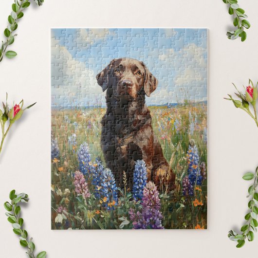 Chocolade Labrador lupine bloemen Legpuzzel
