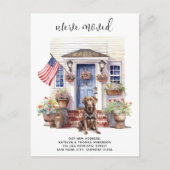 Chocolade labrador patriottische aangepaste hond v aankondigingskaart (Voorkant)
