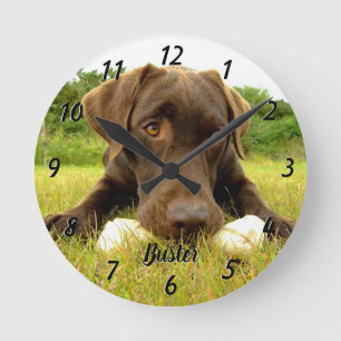 Chocolade Labrador Personalized Large Clock Ronde Klok