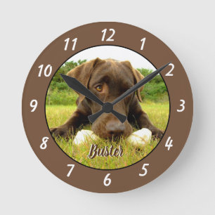 Chocolade Labrador Personalized Large Clock Ronde Klok
