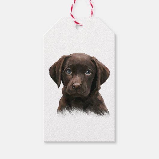Chocolade Labrador Puppy Cadeaulabel (Voorkant)